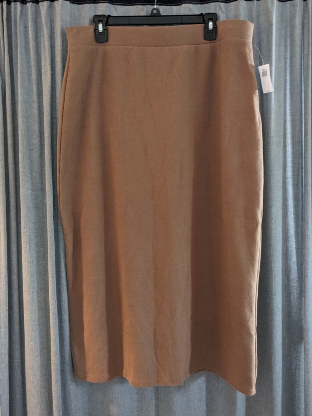 NWT Old Navy Skirt XL Cozy Knit Midi Driftwood Brown Pull On Elastic Waist